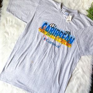 Carnival Cruise Ship Caribbean Graphic Gray T-Shirt Men's XL Fish Ocean Vintage